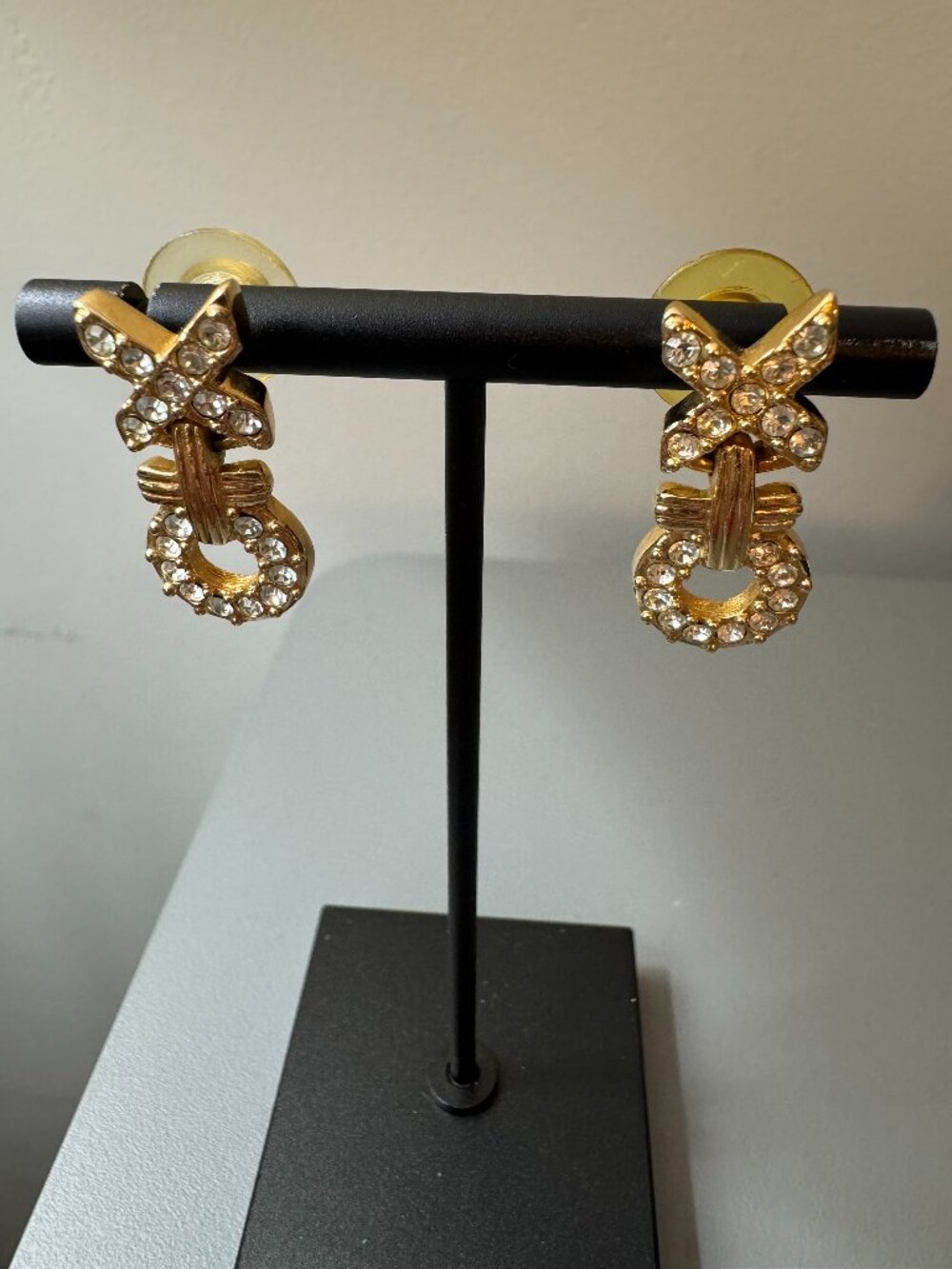 VTG Swarovski Jeweler's Collection Pave Crystal X & O Door Knocker Earrings